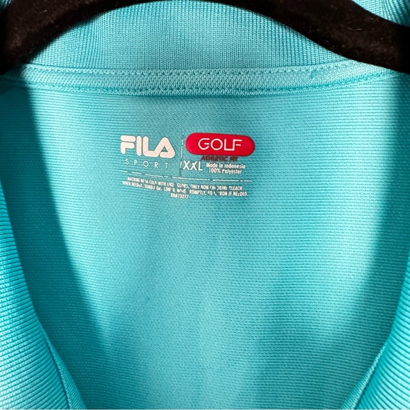 FILA Teal Golf Polo Sport Shirt, Short Sleeve, Polyester Mens, Athletic Fit, XXL - Picture 6 of 9